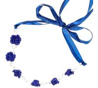 CHICAMPERA Bandeau de Mariée Léger et Portable Perles et Roses en Polymère Bleu Accessoire Cheveux Élégant pour Mariage et Banquet