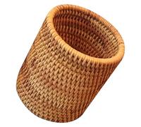 CHICAMPERA Boîte à Thé en Rotin Fait Main, Pot à Crayons Six Gentlemen, Organisateur Cylindrique pour Accessoires de Cérémonie du Thé, pour Bureau et Événements Spéciaux