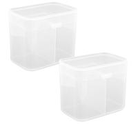 CHICAMPERA Boîte de Rangement pour Cotons Démaquillants et Lingettes Manucure 2pcs en Plastique Blanc, Double Compartiment, Anti-poussière, pour Salon ou Usage Domestique