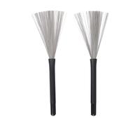CHICAMPERA Brosse Métallique pour Tambour en Acier Noir, Balai à Percussion Naturel Effet de Rebond, pour Débutants Pratiquant Batterie Jazz