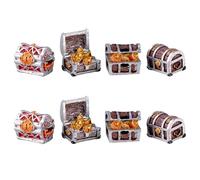 CHICAMPERA Coffres Trésor Miniatures pour Aquarium en Résine Lot de 8 Décorations Délicates Accessoires de Cachette pour Poissons d'eau Douce Décor Compact à Suspendre pour Aquariophilie