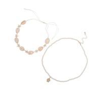 CHICAMPERA Collier De Coquillages à Double Couche Avec Perles Plastiques Bijoux Pour Femmes Accessoire De Plage Élégant Pour