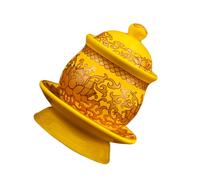 CHICAMPERA Coupe Céramique Lotus pour Eau Bénite Tasse Sacrée Bouddhiste pour et Rituel Petit Modèle Jaune Décor Zen et Temple