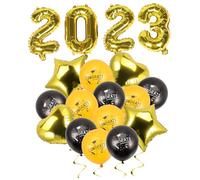 CHICAMPERA Décorations Ballons Graduation Étoile pour Remise de Diplômes Kit Ballons Aluminium Noir et Doré Ornements pour Salle de Classe et Fête