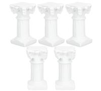CHICAMPERA Ensemble de 5 Statues de Pilier Romain Miniatures en Résine Blanche, Décoration Classique et Délicate pour Table de Café ou Mariage