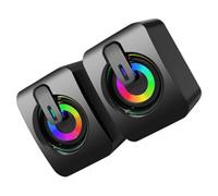 CHICAMPERA Haut-Parleurs USB Filaire pour Ordinateur Portable, Caisson de Basses Compact Effet Sonore Omnidirectionnel 360°, Mini Enceintes RGB Lumineuses, Volume Indépendant, pour Bureau de