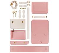 CHICAMPERA Kit de Fabrication de Paquet à Bandoulière DIY Grand Modèle Rose et Blanc, Kit de Tricot en Cuir Pu pour Femmes Débutantes, Loisirs Créatifs, Paquet à Main à Monter Soi-même,