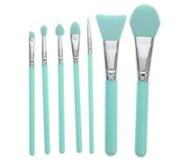 CHICAMPERA Kit de Pinceaux Cosmétiques 7 Pièces en Silicone Vert Poignée en Ps, sans Absorption de Maquillage, pour Appliquer Masque Visage et Base de Maquillage
