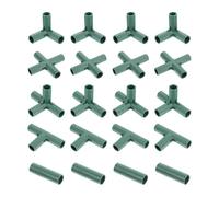CHICAMPERA Lot de 20 Connecteurs de Piquets en Abs Verts pour Cadre de Jardinage, Joints de Tuyaux Robustes Cinq Types Différents, Flexibilité Forte et Apparence Simple pour Serrage