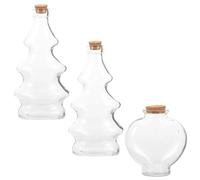 CHICAMPERA Lot de 3 Bouteilles de Dérive en Verre Transparent Bouchon en Liège, Décorations Multifonctionnelles de Cœur et Arbre pour Mariage et Décoration de Bureau