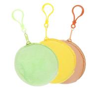 CHICAMPERA Lot De 3 Porte-Monnaie en Peluche Ronds, Mini Paquet à Fermeture Éclair, Coloris Pastel, Porte-clés pour Femmes, Étuis Compacts pour Écouteurs, Usage Voyage Et Quotidien