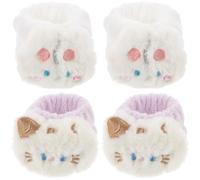 CHICAMPERA Lot de 4 Bandeaux de Poignet en Polaire Corail Absorbants et Pratiques pour Lavage Visage, Bracelet Anti-humidité Élégant pour Soins Peau Quotidien