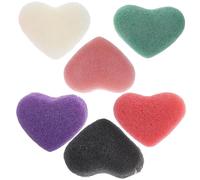 CHICAMPERA Lot de 6 Éponges Visage en Forme Cœur pour Nettoyage Doux et Exfoliation, pour Peau Grasse et Soins Visage Quotidiens