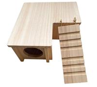 CHICAMPERA Maison en Bois pour Hamster Échelle et Cabine, Abri pour Gerbille et Hamster, Supporte Autocollants Décoratifs, pour Repos et Peinture DIY