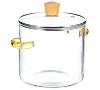 CHICAMPERA Marmite Design Confortable en Verre Transparent 2300ml Double Poignée et Haute Résistance la Chaleur pour Soupe et Pâtes