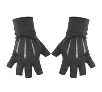 CHICAMPERA Moufles de Pêche D'été Noire Antidérapants en Tissu Élastique en Soie Glacée, Respirants et Légers Protection Solaire, 1 Paire pour Sport Extérieur