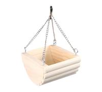 CHICAMPERA Nid Suspendu Balançoire Pratique et Confortable pour Hamster et Perroquet en Bois Beige Chaîne pour Cage ou Escalier