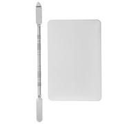 CHICAMPERA Palette de Mélange pour Maquillage Acier Inoxydable avec Anneau Portable et Spatule Plateau Carré Grand Format pour Fond de Teint et Nail Art Équipement Professionnel Polyvalent