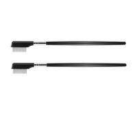 CHICAMPERA Peigne à Cils pour Extension de Cils Manche Droit et Dents Fines Précise 2pcs en Acier Inoxydable Noir à Domicile Salon