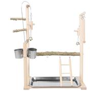 CHICAMPERA Perchoir en Bois Naturel pour Perroquet Échelle, Support de Jeu pour Oiseaux, Interactif Beige pour Cage D'oiseau, Développement de L'équilibre