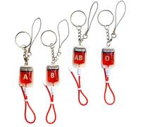 CHICAMPERA Porte-clés 4pcs en Acier Inoxydable Design Unique et Affichage des Groupes Sanguins, Accessoire Polyvalent pour Téléphone et Clés, Style Élégant et Pratique