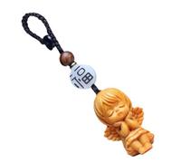 CHICAMPERA Porte-clés En Bois Sculpté D'ange Figurine Décorative Religieuse Accessoire Pour Voiture Pendentif Suspendu Décoration Intérieure 10 Cm Ornement Polyvalent Maison Bureau