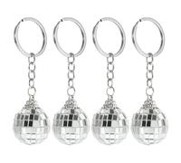 CHICAMPERA Porte-clés et Accessoire Boule Disco Argentés Lot de 4 en Plastique et Alliage de Zinc , Pendentifs Charmants et Uniques Cadeau Original pour Fête