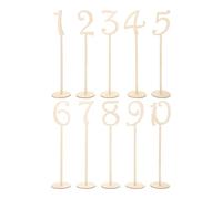 CHICAMPERA Porte-numéro de Table en Bois Naturel avec Base Ronde pour Mariage et Réception, Set de 10 Pièces Beige pour Assignation de Sièges et Décoration de Table