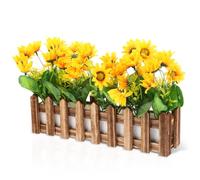 CHICAMPERA Pot de Tournesol Artificiel Réaliste avec Clôture Décoration Murale pour Classe et Intérieur Plante Facile Entretien Ornement pour Bureau