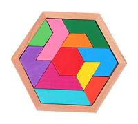 CHICAMPERA Puzzle Tangram en Bois Hexagonal pour Garçon et Filles, Jouet Éducatif Pièces Interchangeables, Enseigne Formes et Couleurs, pour Apprentissage Préscolaire