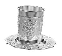 CHICAMPERA Set Coupe Kiddush avec Soucoupe Élégante pour Vin pour Shabbat Fêtes Et Cérémonies Religieuses Cadeau Traditionnel pour Amateurs De Vin Et Hôtes