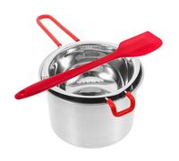CHICAMPERA Set de 3 Pièces Pot de Fusion Chocolat en Acier Inoxydable 600ml Becs Verseurs Doubles et Accessoires Spatule Grattoir pour Cuisson Bain d'eau Couleur Aléatoire