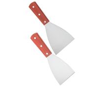 CHICAMPERA Spatule Inox la Cuisine 2 Pcs avec Manche Bois, Design Multifonctionnel, Finition Polie Argentée, Outil Cuisine Antiadhésif pour Cuisson et Nettoyage