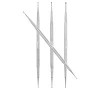 CHICAMPERA Stylos à Points pour Nail Art Double Embouts en Acier Inoxydable Argenté, Kit de Manucure 4pcs pour French Tips et Designs D'ongles Professionnels et Familiaux