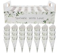 CHICAMPERA Support à Confettis de Feuille Verte 30 Cônes en Papier Kraft, Boîte pour Cornets de Bonbons et Pétales, Accessoire pour Mariage et Fête