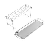 CHICAMPERA Support De Cuisses De Poulet Acier Inoxydable Avec Plateau De Rack à Emplacements Pour Rôtir Cuisses Et Ailerons De Poulet Au Gril Ou Au Four