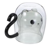CHICAMPERA Tasse à Café Chat Adorable Verre Double avec Anse pour Amateurs de Chats Maintien de Température Design Charmant pour Bureau et Maison