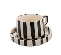 CHICAMPERA Tasse de Cappuccino en Céramique Soucoupe Facile à Nettoyer, Spécialement Conçue pour Latte Art Design Rayé Unique pour Office Afternoon Tea