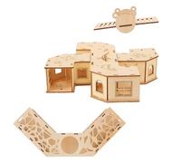 CHICAMPERA Tunnel Labyrinthe en Bois Naturel Balançoire et Bunker 8,66 X 8,66 X 1,97 CM d'exercice pour Hamsters, Souris et Petits Rongeurs en Cage