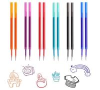 ChicAppeal 12x mines de rechange effaçables compatibles avec Legami, 2 bleues + 2 noires + 2 Rouge + 2 Pourpre + 2 orange + 2 Vert, pointe 0,5 mm, hauteur 11 cm, rouleau d'encre effaçable