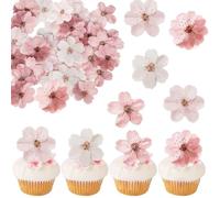 ChicAppeal 50 Pcs Sakura De Comestibles Toppers Gâteau, Comestible Décoration de Cupcake Comestible Fleurs De Choix Mariage Fête De Douche De Bébé Anniversaire Décoration De Gâteau