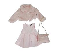 CHICAPRIE Ensemble Robe Bébé Fille fantaisie composé d'une robe, une veste et un sac à main.