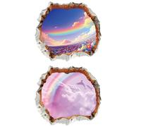 Chicbanners 2PCS Stickers Muraux 3D Arc en Ciel Licorne XL - Rose Nuage Autocollant Mural Avec Citation - Wall Stickers Décoration Murale Pour Chambre Enfant Bébé Fille Pépinière 58x65cm