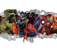 Chicbanners Sticker mural autocollant 3D Motif super-héros V555 1000 mm de large x 600 mm de profondeur