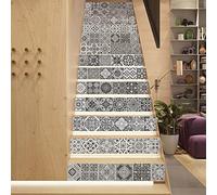 ChicBosomn Lot de 13 autocollants pour escalier - 100 cm x 18 cm - En PVC imperméable - Art Déco