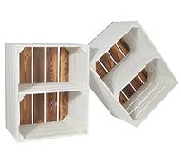 CHICCIE 2x Caisse en bois Grete blanc flammé 50x40x30cm - étagère courte caisse à vin