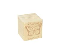 CHICCIE Tirelire personnalisée pour la naissance Papillon Nom et date 10 x 10 cm