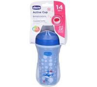 Chicco Active Cup Tasse Apprentissage Anti-Fuites pour Bébés, Verre Enfants pour Apprendre à Boire, avec Bec en Silicone, dès 14 Mois - Azur ou bleu - 266 ml