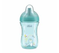 Chicco Advanced Cup, Tasse en plastique anti-goutte 266 ml avec paille, bec et valve ergonomiques, sans BPA, 12 M+, azur