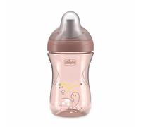 Chicco Advanced Cup, Tasse en plastique anti-goutte 266 ml avec paille, bec et valve ergonomiques, sans BPA, 12 M+, rose